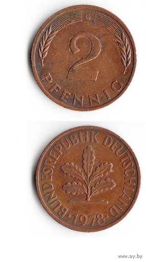 2 пфеннига Германия 1978 года(G)