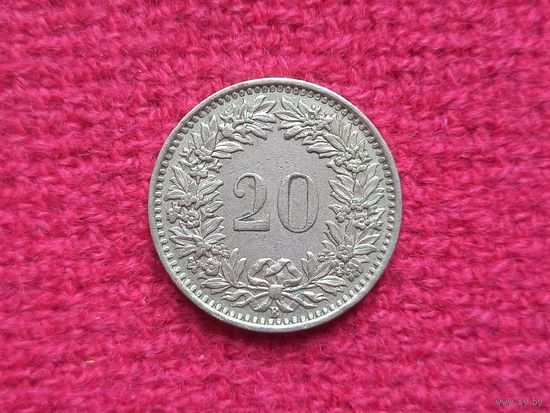 Швейцария 20 раппенов 1962 г.