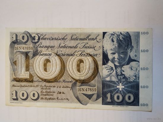 100 франков 1957-Oct-04 	AM, MI-Max Iklе, OK	Швейцария