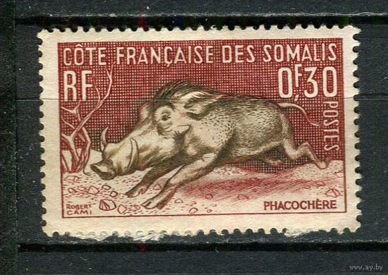 Французские колонии - Французский берег Сомали - 1958 - Фауна. Бородавочник 0,30Fr - [Mi.314] - 1 марка. MH.  (Лот 26Ge)-T2P4
