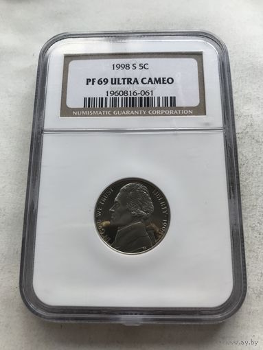 США 5 центов - 1998 Jefferson Nickel (S - Сан-Франциско), слаб NGC