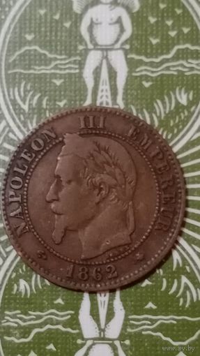 Франция 2 сантима 1862 А