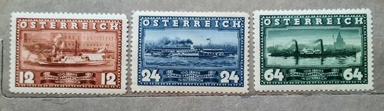 Австрия 1937г. Серия из 3 марок. Пароходы. 100 лет Дунайскому пароходству. **  + Бонус!
