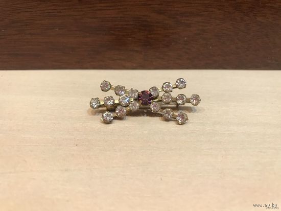 Брошь винтаж стразы 4,5см