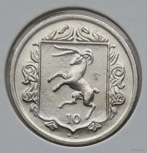 Остров Мэн 10 пенсов 1985 г. В холдере