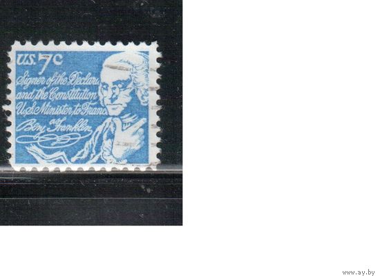 США-1972, (Мих.1086) , гаш. , Стандарт, Личности, Франклин (одиночка)