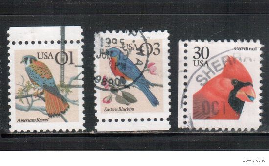 США-1991, (Мих.2149-2151), гаш. , Стандарт, Птицы,(полная серия)(1)
