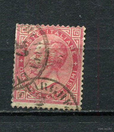Королевство Италия - 1863 - Виктор Эммануил II 40С - [Mi.20] - 1 марка. Гашеная.  (Лот 23DX)-T2P24