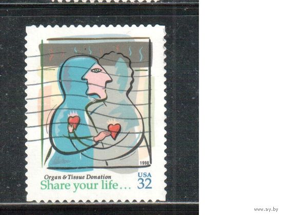 США-1998 (Мих.2997) , гаш., Пересадка органов, Медицина (одиночка)