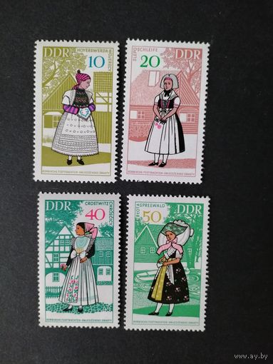 ГДР 1968 Полная серия марок "Национальные костюмы" (чистые**) Mi.1353-1356 каталог 3.80 евро
