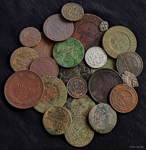 24 МОНЕТЫ РОССИЙСКОЙ ИМПЕРИИ (МЕДЬ, СЕРЕБРО)