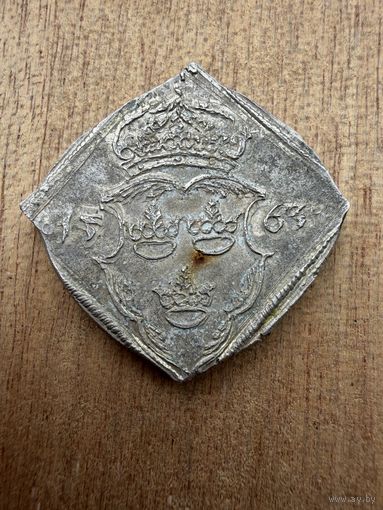 16 эре. Клиппинг 1563, Стокгольм, Эрик XIV 1560–1568 гг. Швеция. РЕДКОСТЬ. СЕРЕБРО.