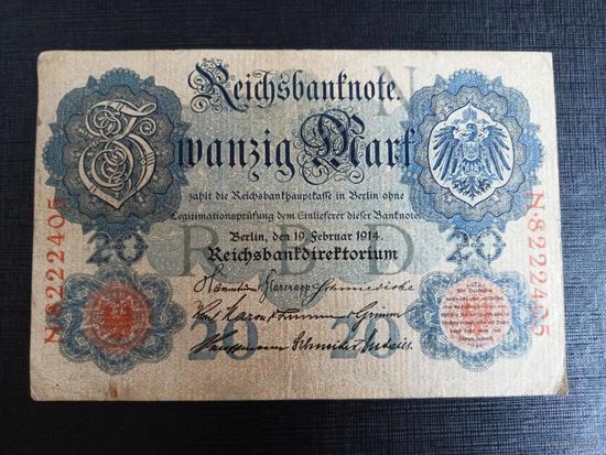 20 марок 1914г Германия серия N 8222405