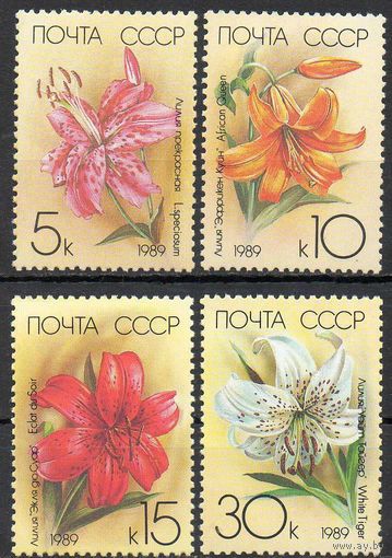 Садовые лилии СССР 1989 год (6050-6053) серия из 4-х марок