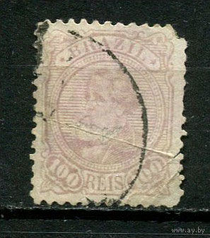 Бразилия - 1884/1885 - Император Бразилии Педру II - 100R - [Mi.58] - 1 марка. Гашеная.  (Лот 60BV)