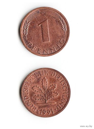 1 пфенниг Германия 1991 года(D)