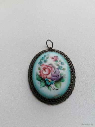 Кулон СССР, скань, Финифть, торги с Рубля