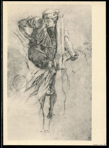 Гвидо Рени. Рисунок к картине Распятие св.Петра. Изд.1959