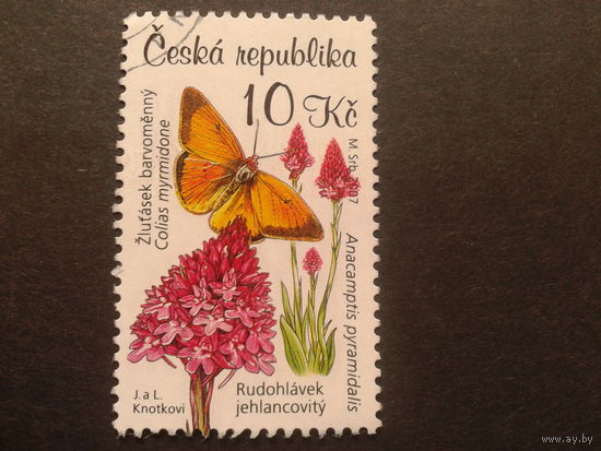Чехия 2007 цветы, бабочка  марка из блока