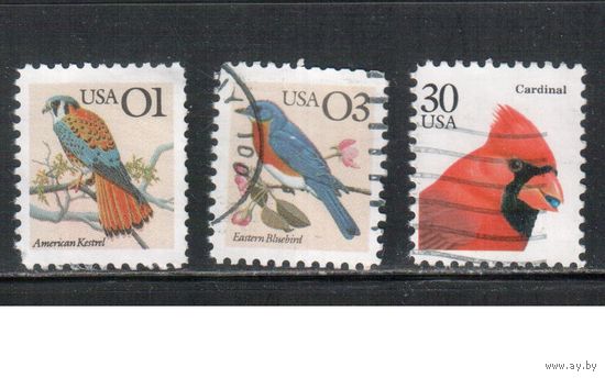 США-1991, (Мих.2149-2151), гаш. , Стандарт, Птицы,(полная серия)(2)
