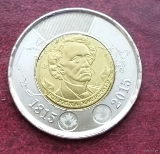 Канада 2 доллара, 2015 200 лет со дня рождения Джона Макдональда