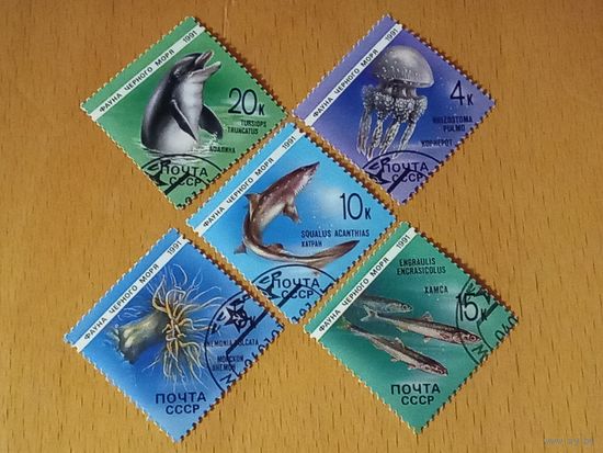 СССР 1991 Фауна черного моря. Полная серия 5 марок