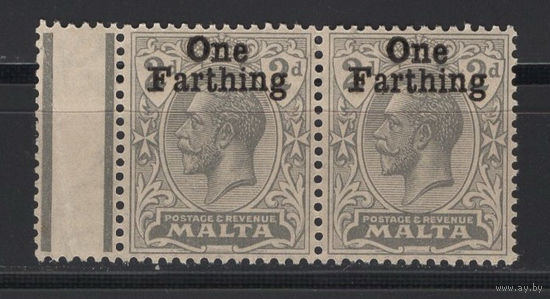 1922 Мальта** Георг V (SG 122) сцепка 2 марки с левым полем