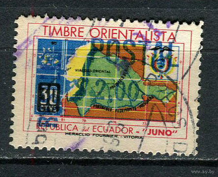Эквадор - 1969 - Надпечатка RESELLO/POSTAL 2S на 30С - [Mi.1450] - 1 марка. Гашеная.  (LOT Gk44)-T3P20