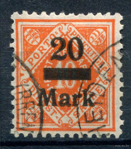 Вюртемберг (Свободное народное государство) - 1922/23г. - Служебные марки тип I. Цифры, 20 M - 1 марка - гашёная [Mi 162]. #1-Wu-14-A-1