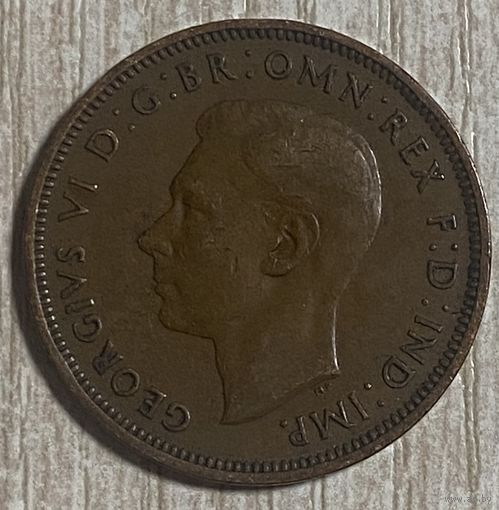 Монета 1/2 пенни. 1946 год, Великобритания. Король Георг VI.