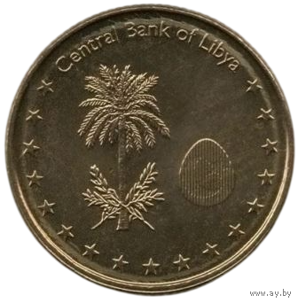 Государство Ливия. 1/4  динара 2014.  Пальма. Голограмма.
