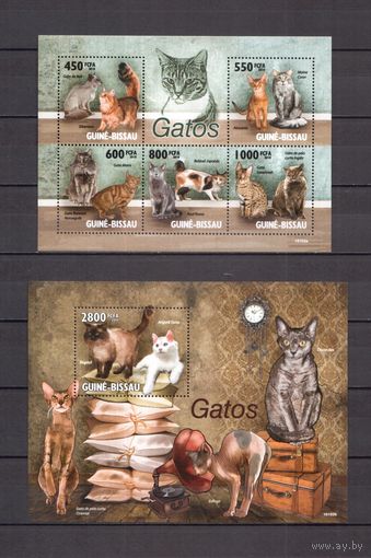 Гвинея-Биссау 2010 Фауна домашние кошки - 1 лист + 1 блок MNH**