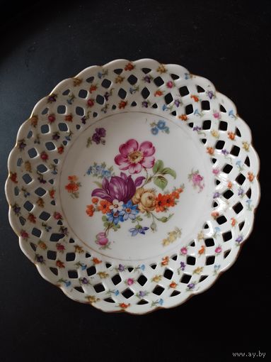 Тарелка плетёнка Schumann Германия период 1932-1944 фарфор