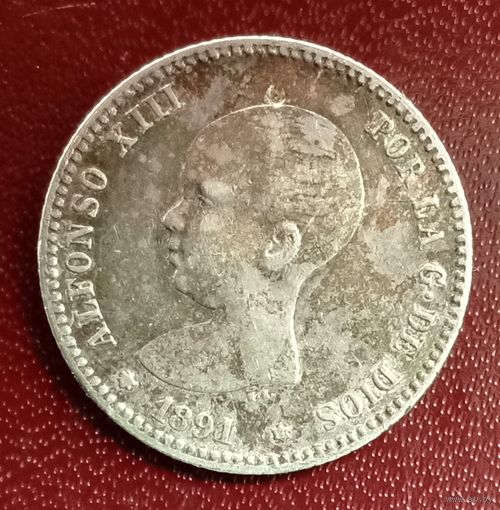 Испания 1 песета 1891