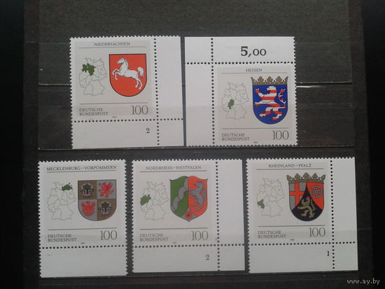 Германия, 1993. Гербы земель  ФРГ**, полная серия