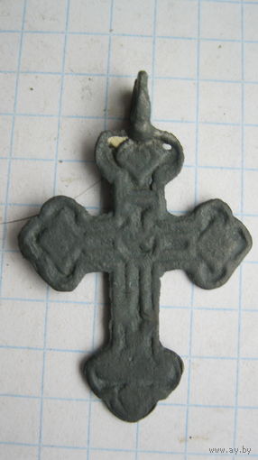 Крестик старинный, нательный. Бронза, литье.