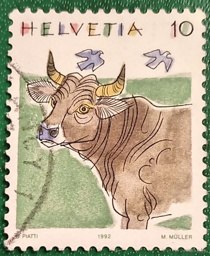 Швейцария 1992. Скотный двор. Корова