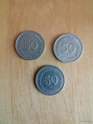 ФРГ. 50 пфеннигов 1950 F , J