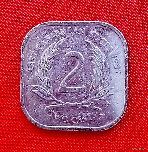 36-08 Восточные Карибы, 2 цента 1997 г. Единственное предложение монеты данного года на АУ