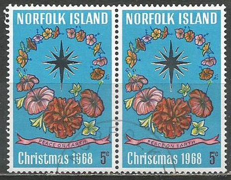 Норфолк. Рождество. 1968г. Mi#100. Пара.