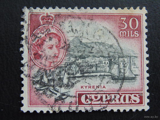 Кипр 1955 г. Королева Елизавета II.