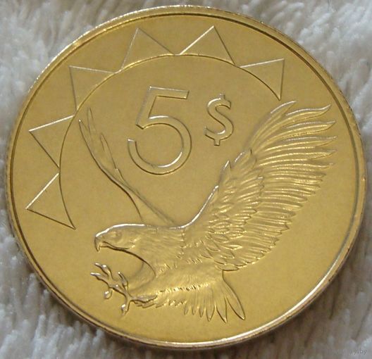 Намибия. 5 долларов 2015 год  KM#5  "Фауна" "Орел"  Нечастый год!!!