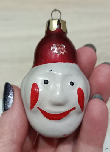 Ёлочные игрушки, стекло, голова клоуна