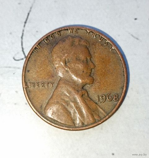 1 цент 1968 года США. Супер сохран! Шикарная родная шоколадная патина! В коллекцию!