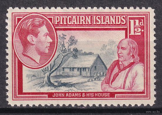 165.BrK. Великобритания. Колонии. Острова Питкэрн. Георг VI. Местные мотивы. 1940 г. 1 1/2P. Mi.#3.