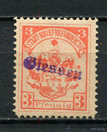 Германия - Гисен - Местные марки - 1887 - Надпечатка Giessen на 3Pf - [Mi.1b] - 1 марка. MLH.  (Лот 69CR)