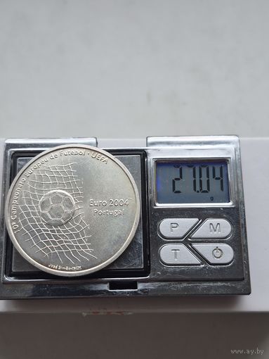 1000 эскудо 2001 года. Португалия, Португальская Республика (1986 - 2001). Чемпионат Европы по футболу 2004, Португалия. Серебро 500. Монета не чищена. П45692.