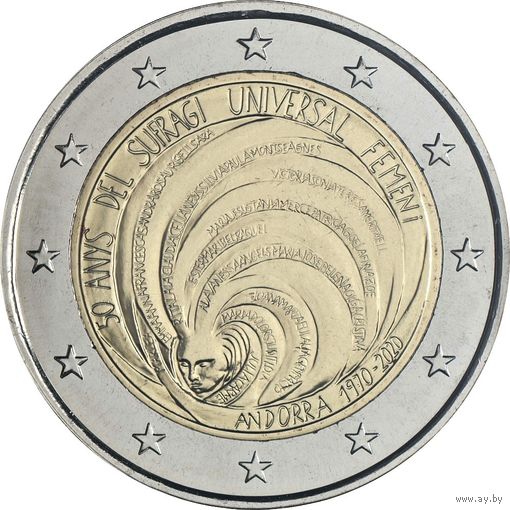 2 евро 2020 Андорра 50 лет всеобщему женскому избирательному праву BU