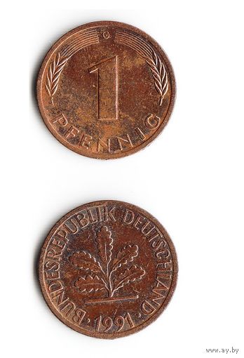 1 пфенниг Германия 1991 года(G)