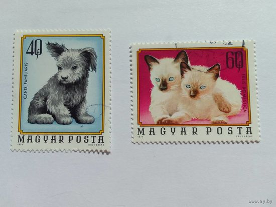Марки " Молодые Животные"   Венгрия 1974 г, 2шт-2 руб.
